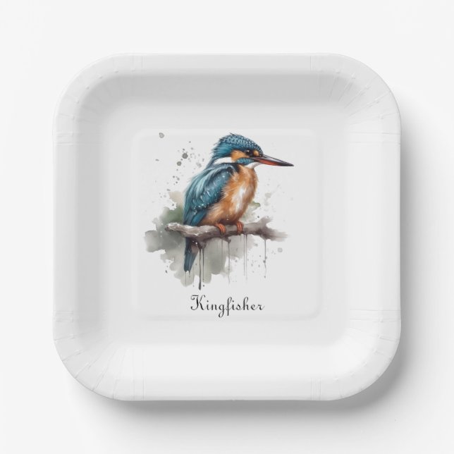 Serenity of the Kingfisher Paper Plate (Front)