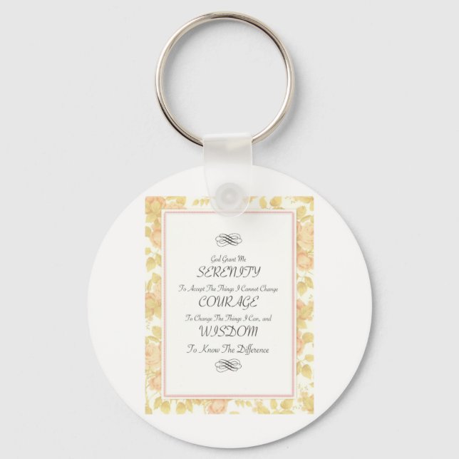 Serenity Poem with Rose Border Key Ring (Front)