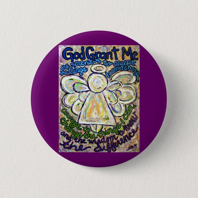 Serenity Prayer Angel Art Painting Button (Front)