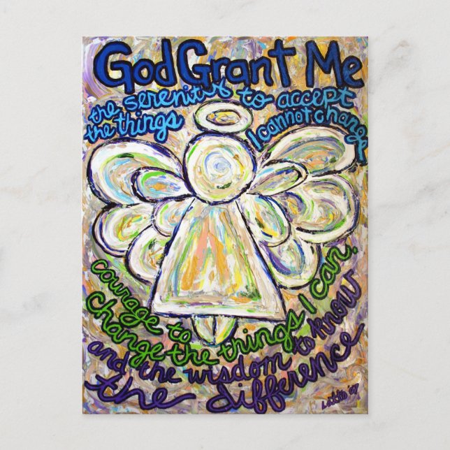Serenity Prayer Angel Painting Art Postcards (Front)