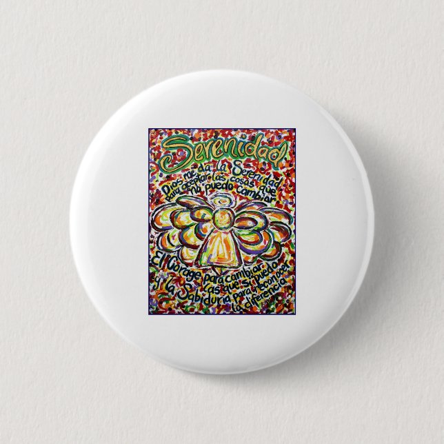 Serenity Prayer Angel (Spanish Text) 6 Cm Round Badge (Front)