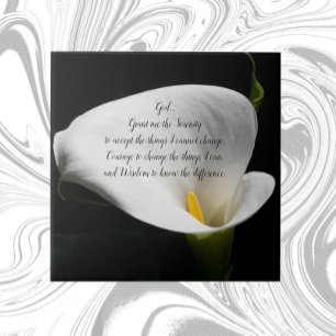 Serenity Prayer Arum Lily Floral Ceramic Tile