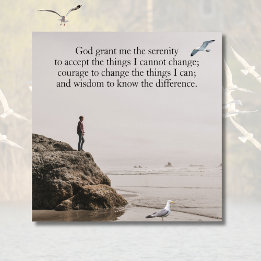Serenity Prayer Beach Scene with Seagulls Poster