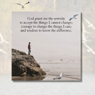 Serenity Prayer Beach Scene with Seagulls Poster