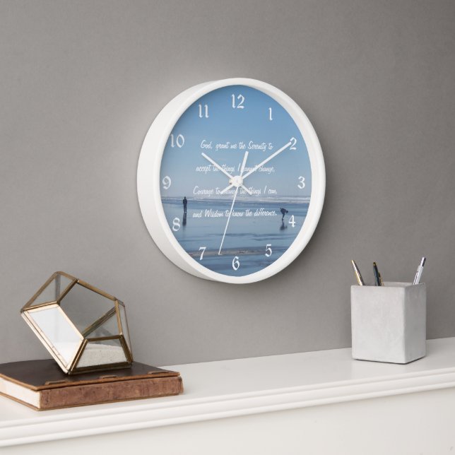 Serenity Prayer Beach Walkers Wall Clock (Office)