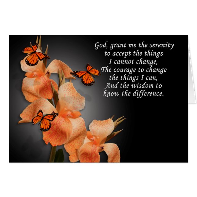 Serenity prayer blank note card. (Front Horizontal)