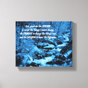 Serenity Prayer Blue Flowing Brook Inspirational Canvas Print