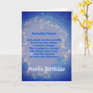 Serenity Prayer Blue Hearts Birthday Card