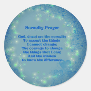 Serenity Prayer Blue Hearts Inspirational  Classic Round Sticker