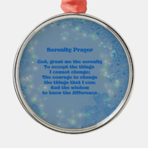 Serenity Prayer Blue Hearts Inspirational  Metal Ornament