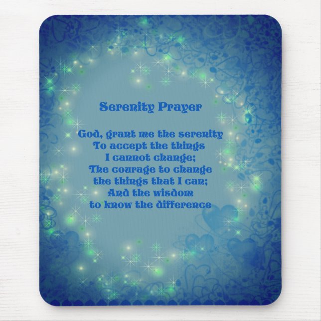 Serenity Prayer Blue Hearts Inspirational Mouse Pad (Front)