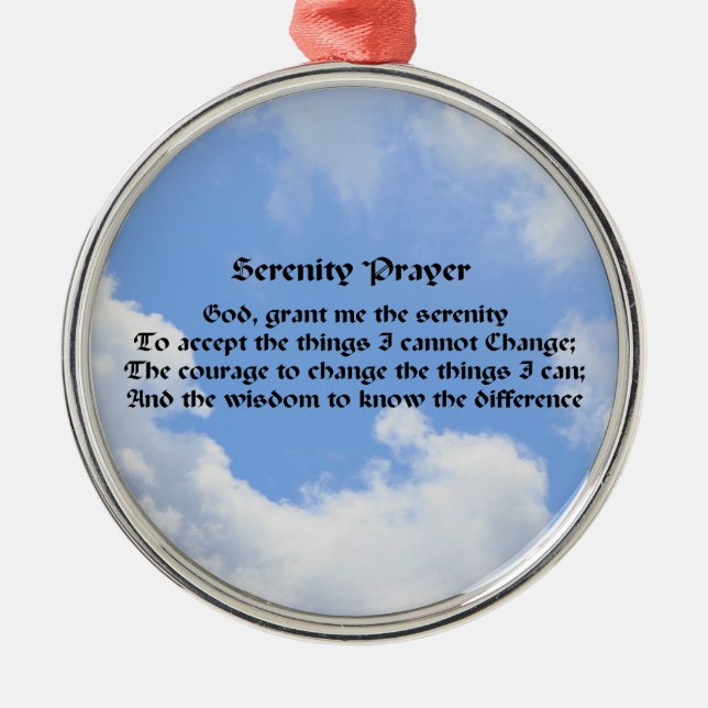 Serenity Prayer Blue Sky Inspirational  Metal Tree Decoration (Front)