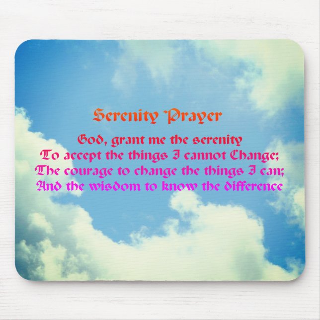 Serenity Prayer Blue Sky Inspirational Mouse Pad (Front)