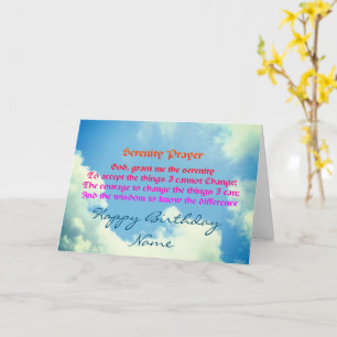 Serenity Prayer Blue Sky Personalised Birthday  Card