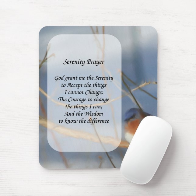 Serenity Prayer Bluebird Inspirational Mouse Pad (With Mouse)