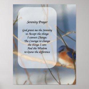 Serenity Prayer Bluebird Inspirational Poster
