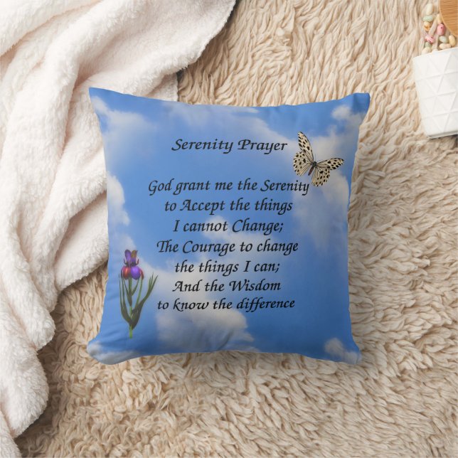 Serenity Prayer Butterfly Flower Inspirational  Cushion (Blanket)