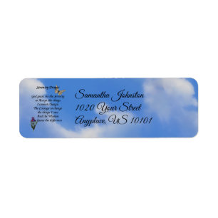 Serenity Prayer Butterfly Flower Inspirational   Return Address Label