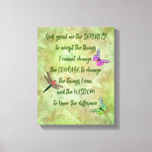 Serenity Prayer Butterfly Inspirational Canvas Print