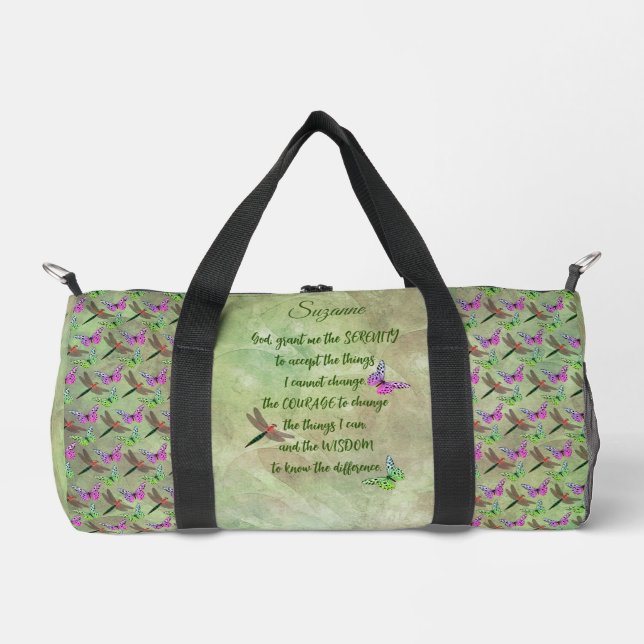 Serenity Prayer Butterfly Inspirational  Duffle Bag (Front)