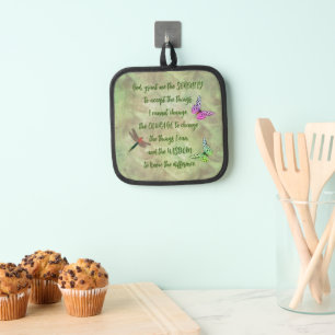 Serenity Prayer Butterfly Inspirational Pot Holder