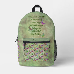 Serenity Prayer Butterfly Inspirational Printed Backpack
