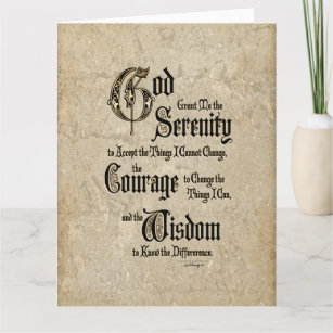 Serenity Prayer: Calligraphy, Antique, Recovery Card