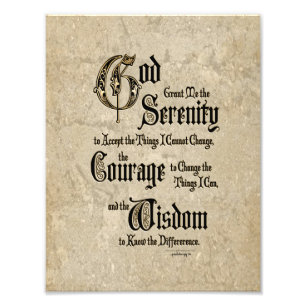Serenity Prayer: Calligraphy, Antique, Recovery Photo Print