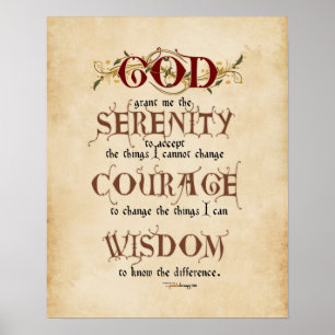 Serenity Prayer: Calligraphy Inspirational Prayer Poster