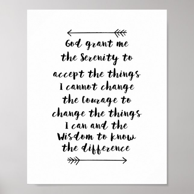 Serenity Prayer Calligraphy Print (Front)