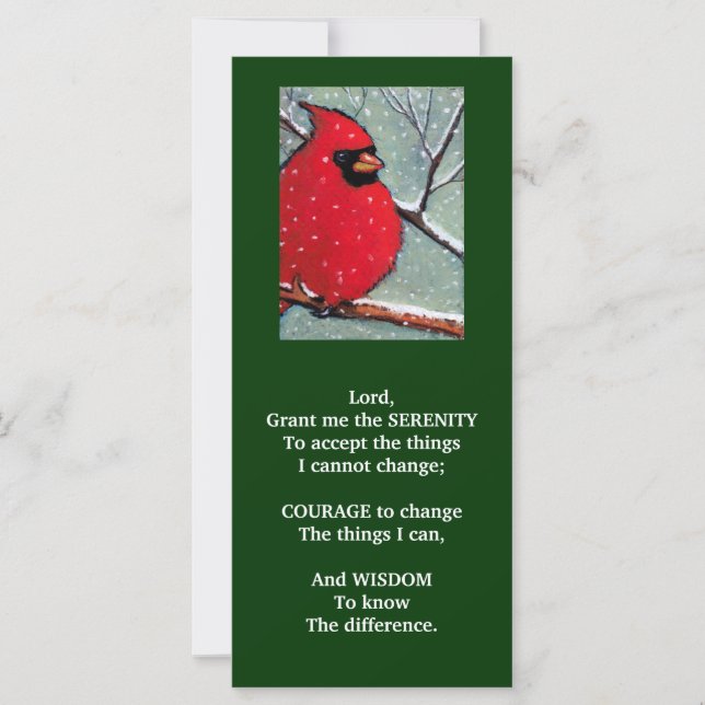 SERENITY PRAYER: CARDINAL, WINTER, BIRD ART (Front)