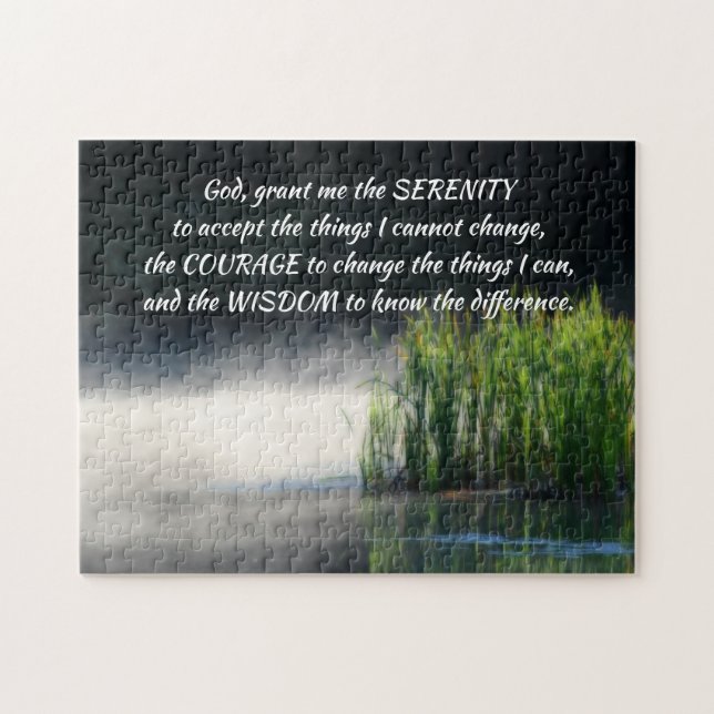 Serenity Prayer Cattails In Mist Inspirational    Jigsaw Puzzle (Horizontal)