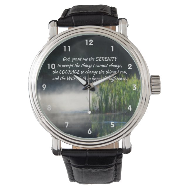 Serenity Prayer Cattails In Mist Inspirational    Watch (Front)