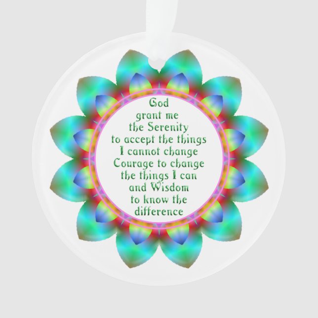 Serenity Prayer centred in 12 petal design flower Ornament (Front)