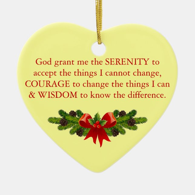 Serenity Prayer Ceramic Ornament (Front)