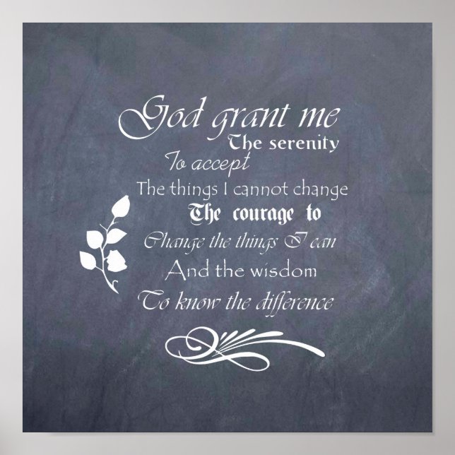 Serenity Prayer chalkboard poster picture - retro (Front)