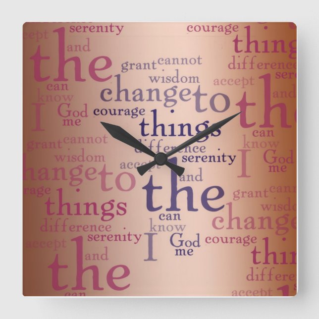 Serenity Prayer Collage Square Wall Clock (Front)