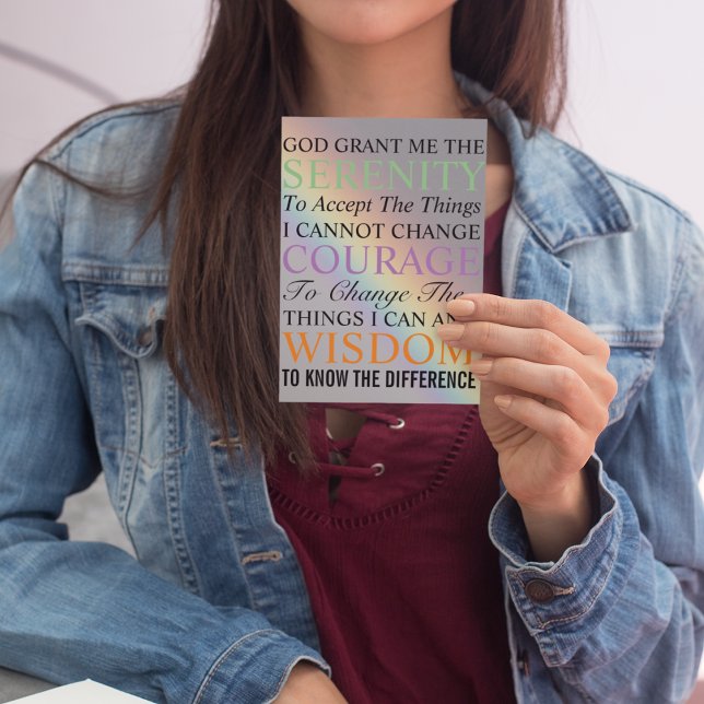 Serenity Prayer Colourful Rainbow Magnetic Card (In Situ)