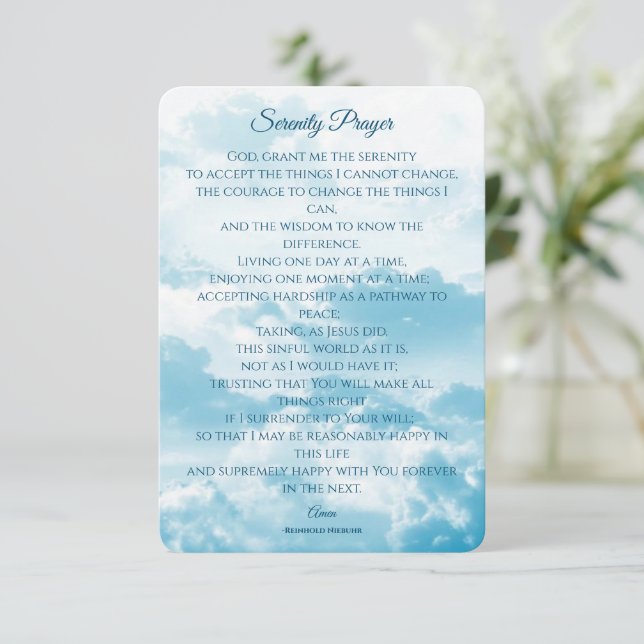 Serenity Prayer, Courage & Wisdom Card (Standing Front)