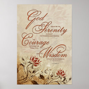 Serenity Prayer Floral Poster