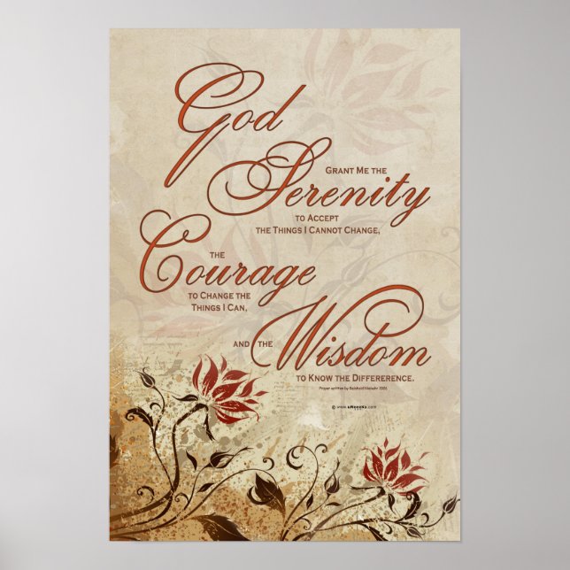 Serenity Prayer Floral Poster (Front)
