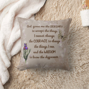 Serenity Prayer Flower Butterfly Inspirational Cushion