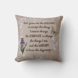 Serenity Prayer Flower Butterfly Inspirational Cushion