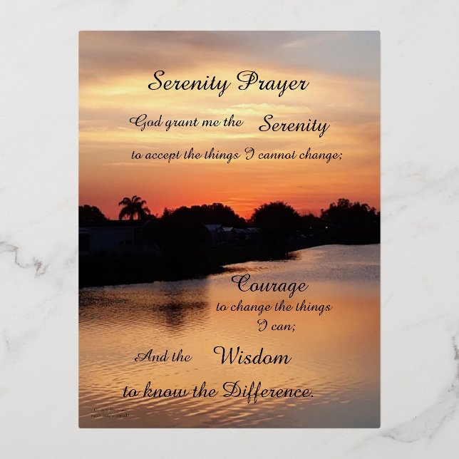 SERENITY PRAYER FOIL HOLIDAY POSTCARD (Front)
