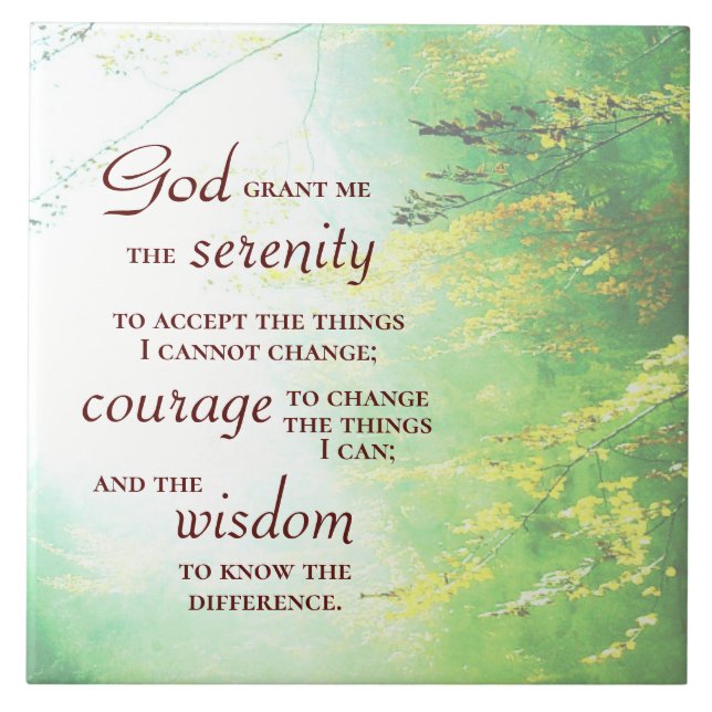 Serenity Prayer, Forest Ceramic Tile (Front)