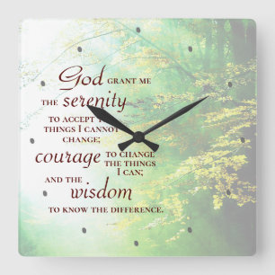 Serenity Prayer, Forest Square Wall Clock