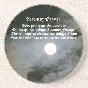 Serenity Prayer Full Moon Inspirational Coaster