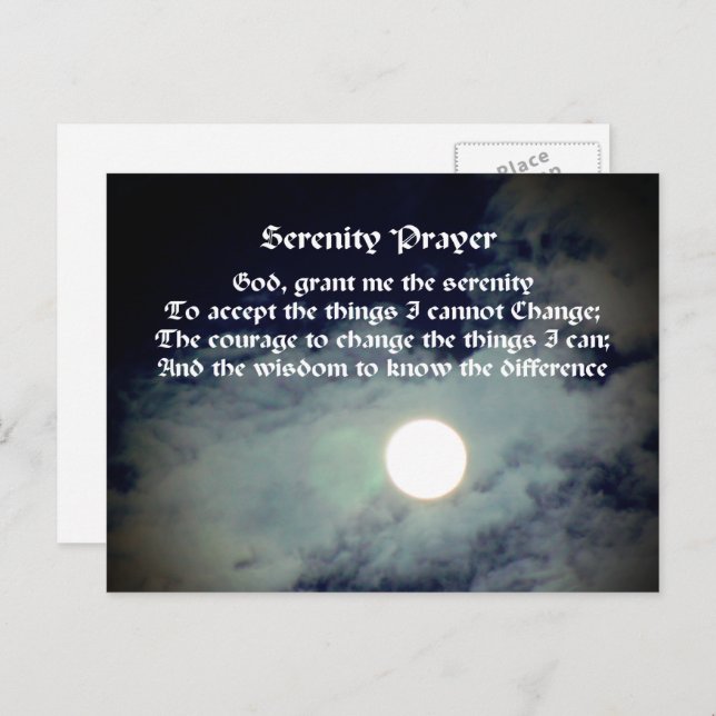 Serenity Prayer Full Moon Inspirational  Postcard (Front/Back)