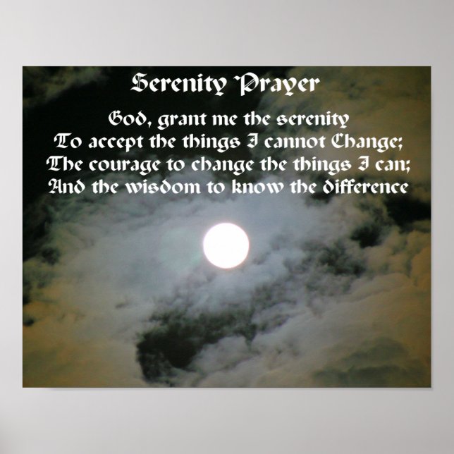 Serenity Prayer Full Moon Inspirational Poster (Front)