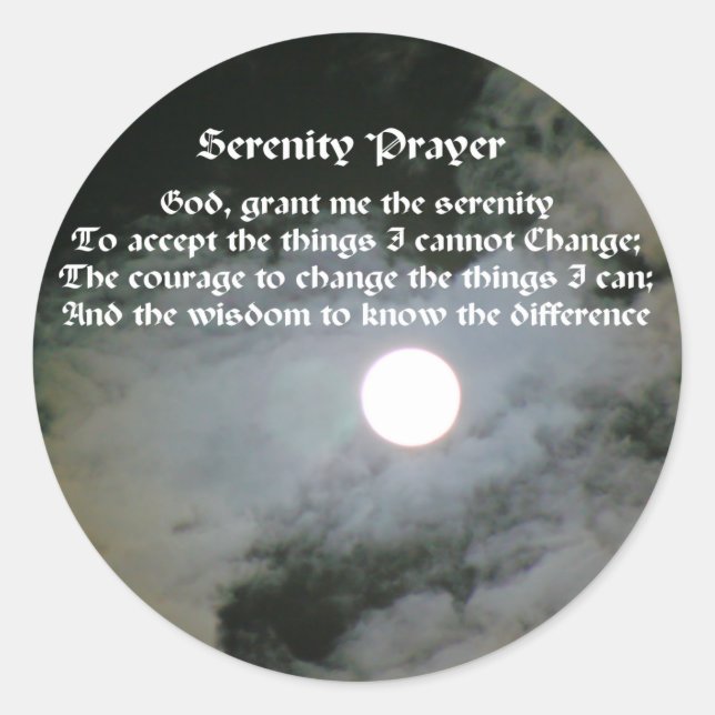 Serenity Prayer Full Moon Inspirational Sticker (Front)